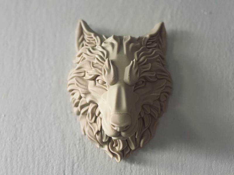 Wolf wallart relief 3D