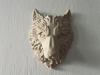 Wolf wallart relief 3D