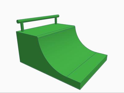 FIngerboard ramp with grind rail