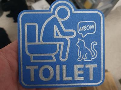Toilet Door Sign for Cat Owners