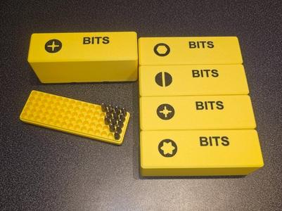 Gridfinity Hex Bit Bits box with different lids.