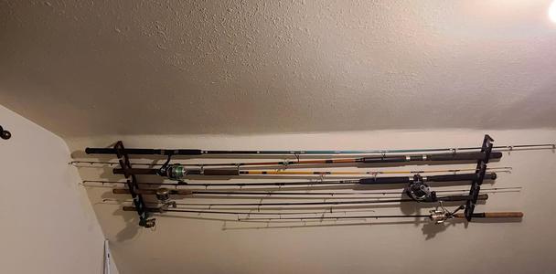 Fishing Pole Rod Rack Mount for wall or ceiling