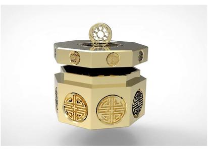 An Octagonal Lotus Tradition Case & Coin Bank