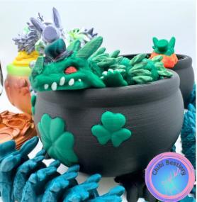 Emerald Isle Dragon and Pot of Gold (Threaded)