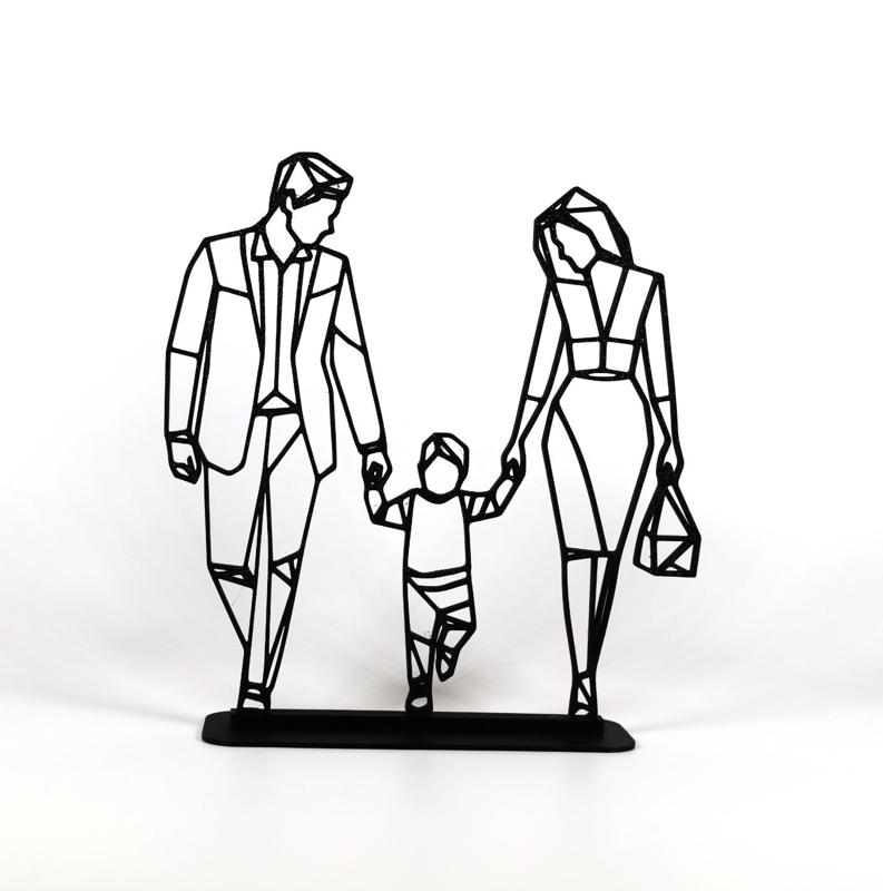 Geometric Low Poly Couple With Child