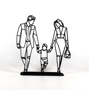Geometric Low Poly Couple With Child