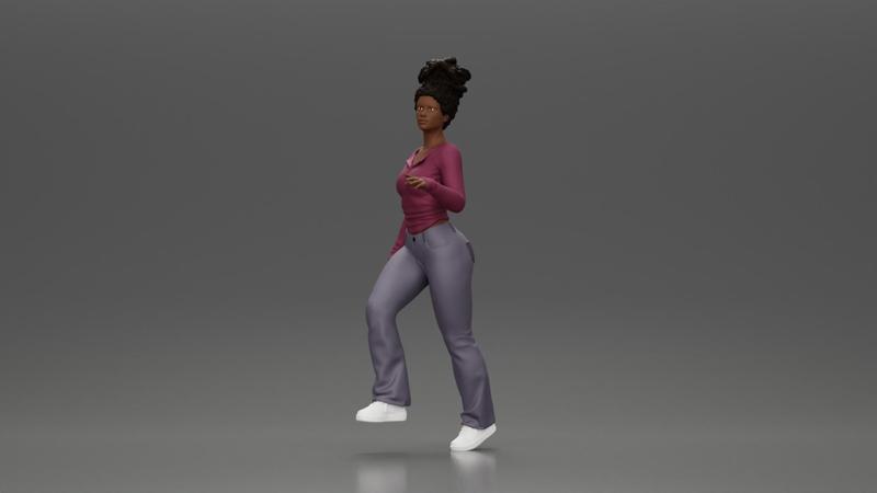 black girl with afro hair walking up stairs