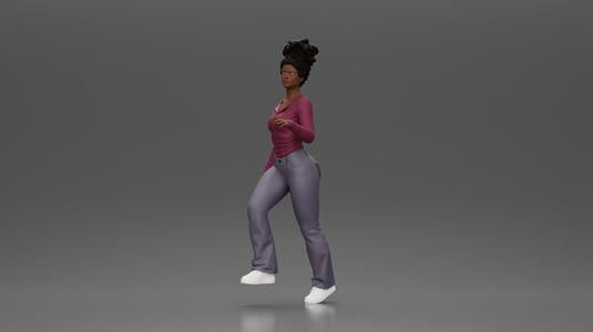 black girl with afro hair walking up stairs