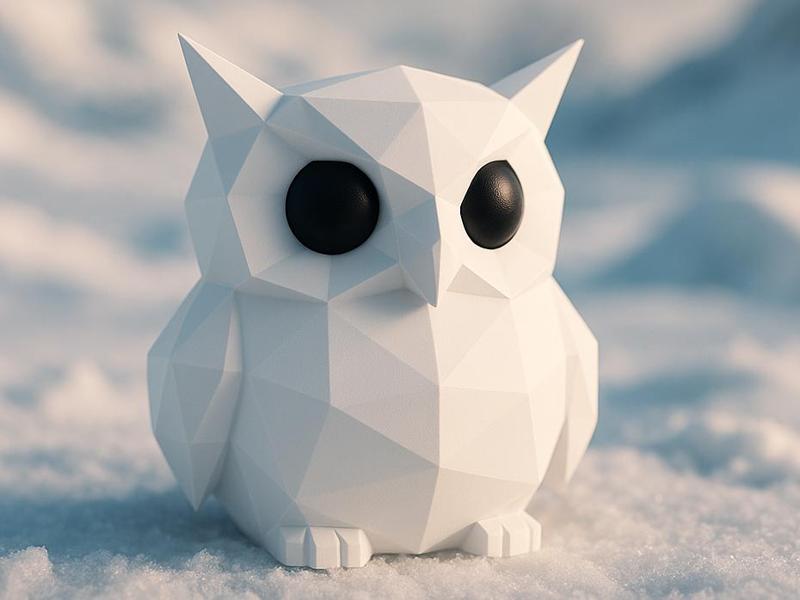 Snow Owl – Low Poly – Origami Style