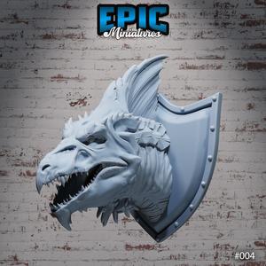White Dragon Wall Trophy / Drake Decoration / Collectible Monster / Fantasy Figure / Magical Beast Statue / Legendary Draconic Army