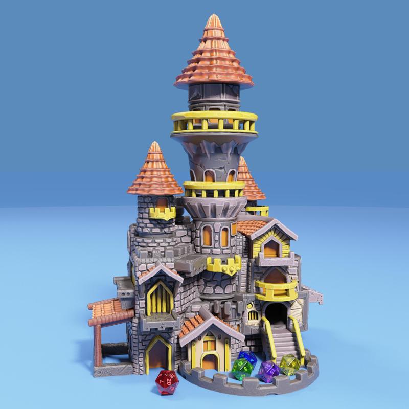 Castle Dice Tower / Random Outcome Tool / RPG Game Item / Board Gamer Equipment / Kingdom Decoration / Collectible Architecture / Fantasy Figure / Magical Building Statue