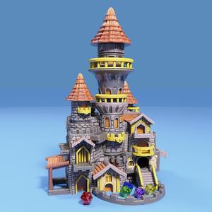 Castle Dice Tower / Random Outcome Tool / RPG Game Item / Board Gamer Equipment / Kingdom Decoration / Collectible Architecture / Fantasy Figure / Magical Building Statue