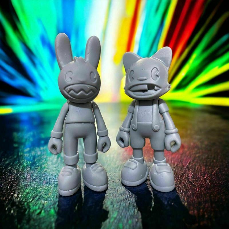 Happy bunny and happy cat
