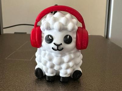 Lamb with headphones