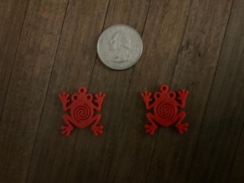Coqui Frog Earrings with Taino Water Symbol