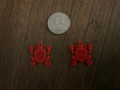 Coqui Frog Earrings with Taino Water Symbol