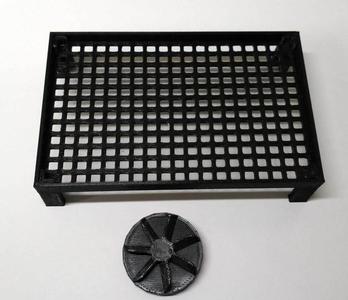 Resin print washing basket and fan adapter