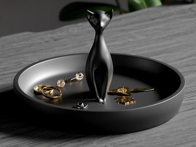 Black Cat Jewelry Tray