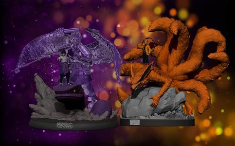 naruto and sasuke with kurama and perfect susanoo 3d print 3D Model Collection
