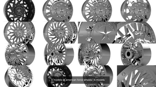 6 models of american force wheels 3D Model Collection