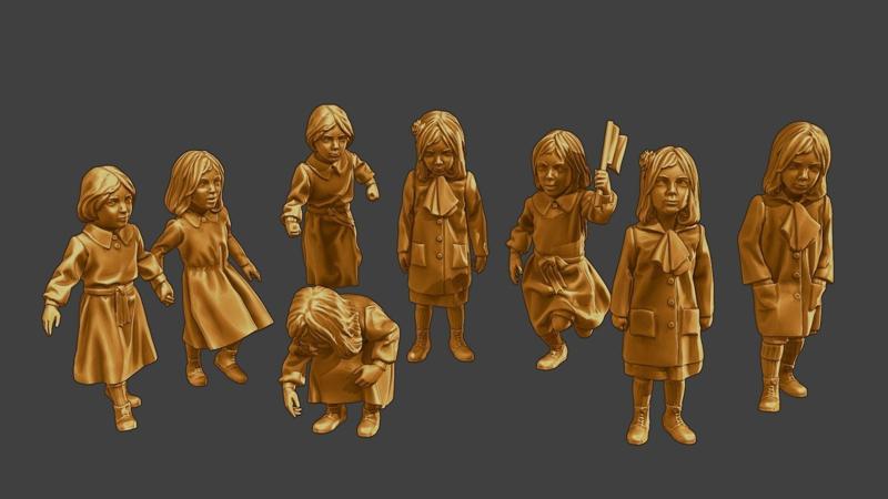ww2 Casual Little Girl CLG1 Pack 1 3D Model Collection