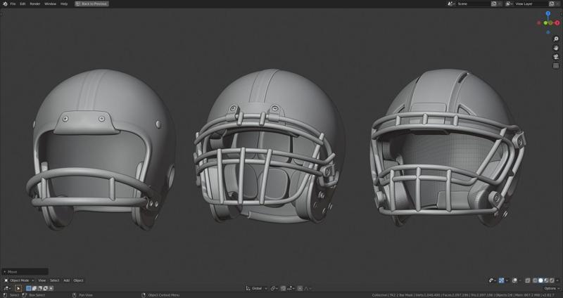 Various Football Helmets 3D Model Collection
