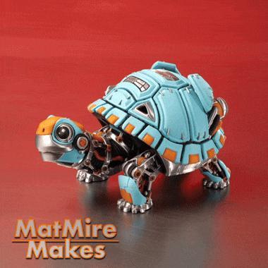 RoboTortoise, Articulated, Print-In-Place, Cute Flexi Robot Tortoise