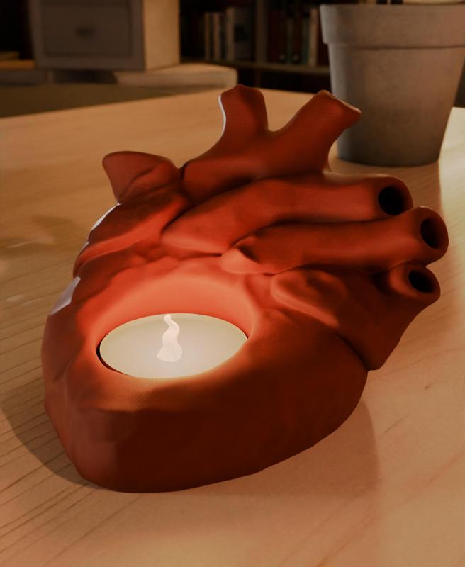 Organic Heart Teal Light Holder