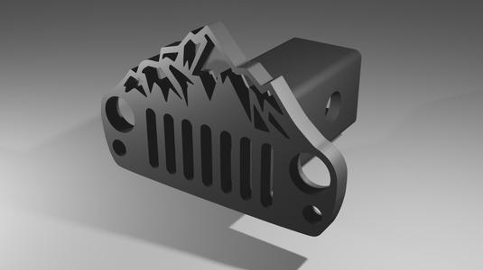 Jeep Grill with Mountains Trailer Hitch Cover