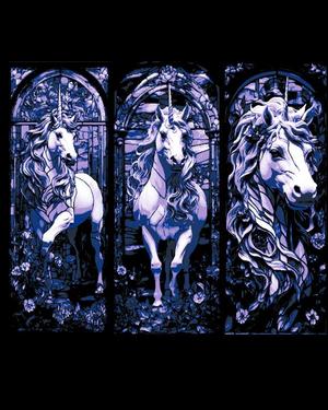Stained Glass window designs of a Mythical Unicorn - Set of 3 Bookmarks