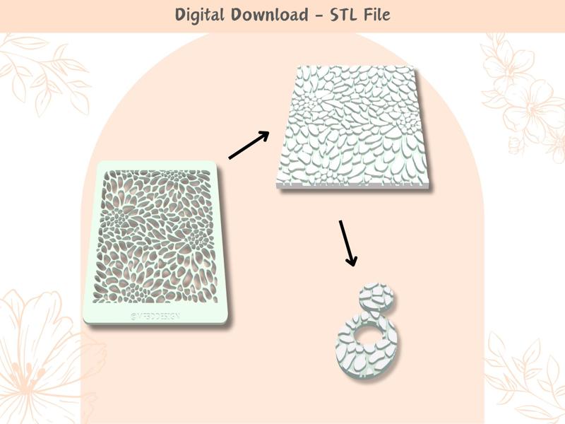 Mosaic Texture Stencil | Digital STL File | Unique Pattern | Polymer Clay Earrings | Clay Tools