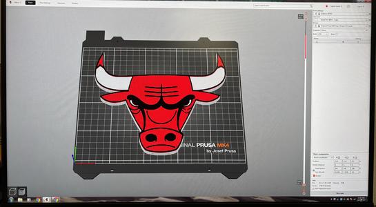 3 color single extruder single piece Chicago Bulls Logo wall art