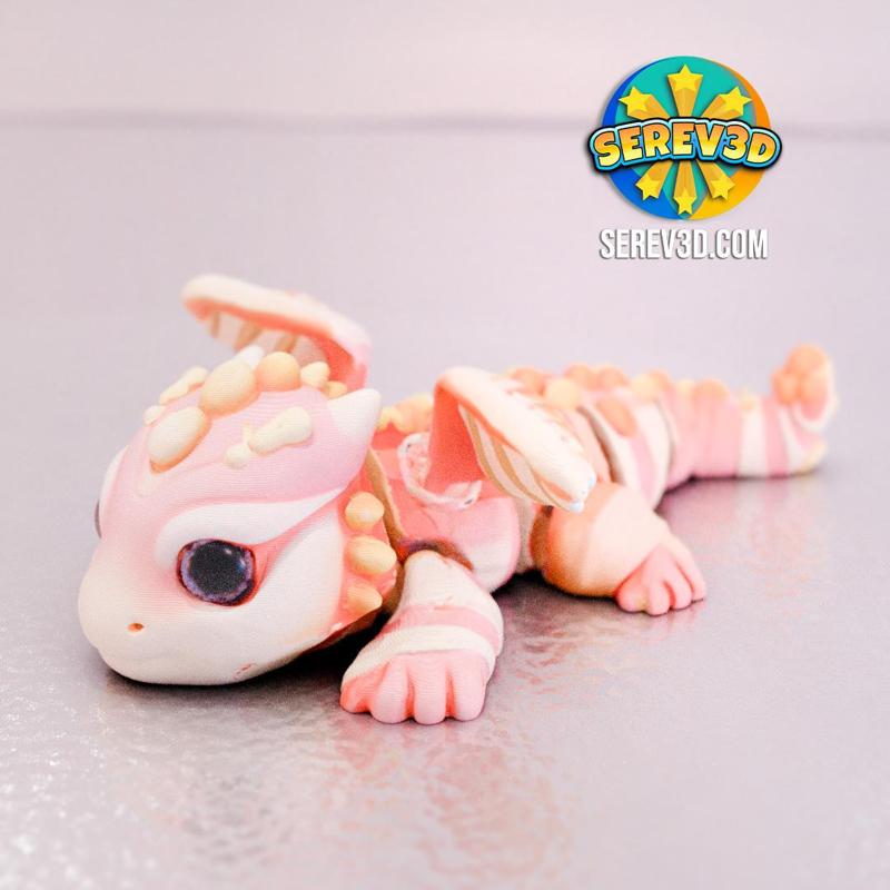 Marshmallow Twist Dragon - Articulated - 3D print STL and 3MF file