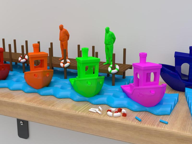 AquaWave Display: Stand for 3D Benchy and Umarell