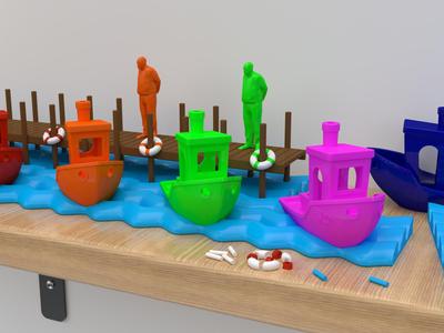 AquaWave Display: Stand for 3D Benchy and Umarell