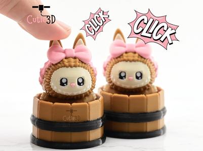 Cutie3D Twisty Clicker Fidget Labubu Cozy Bath Keychain - Cute Backpack Keychain