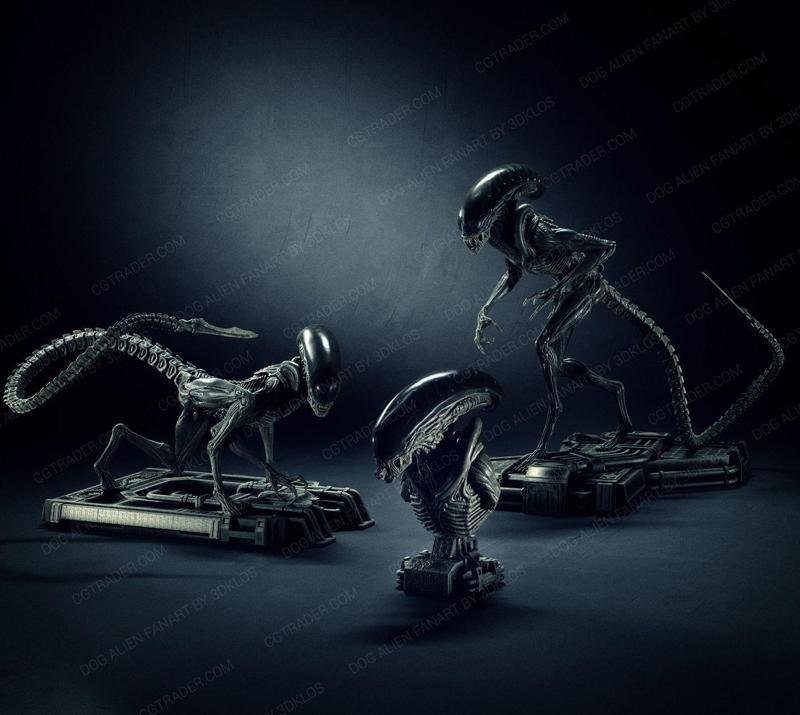 Dog alien Sculptures and Bust - fanart Collection