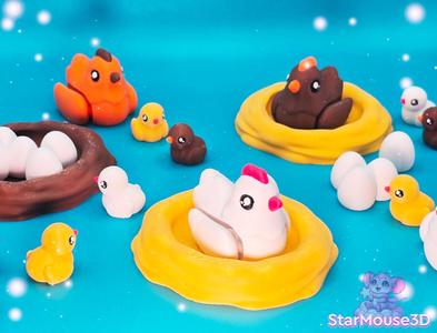 Chicken Flexis + Chick, Nest & Eggs