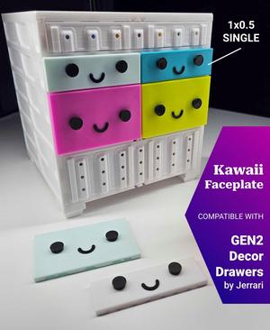 Kawaii Faceplate for GEN2 Decor Drawers 1x0.5 (Slim Single) | Quick Swap