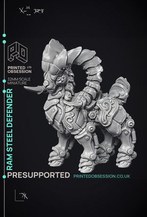 Ram Steel Defender - Artificer Construct - PRESUPPPORTED - 32mm Scale 