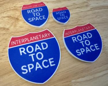 "Interplanetary Road To Space" Interstate Sign (Blue Origin) - Fridge Magnet (Multi-Color) | Decoration For Whiteboard, Refrigerator, Locker, Cabinet | Home & Kitchen Essential, Classroom Office Supplies |