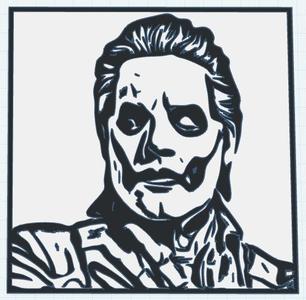 Ghost's Papa IV Emeritus woodcut-style portrait