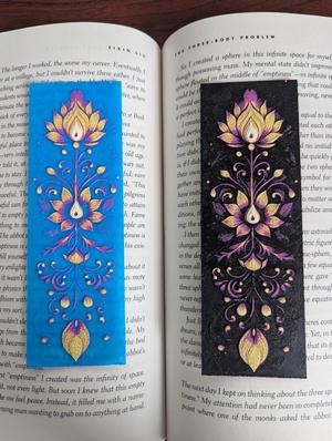 Rangoli Bookmark #4 (Lotus and Lamps)