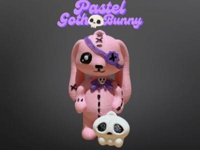 Pastel Goth Bunny with Skull