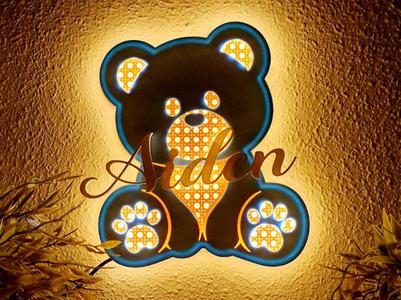 Bear Rattan-Style Night Ligh