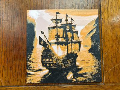 Hueforge Pirates galleon in the sunset