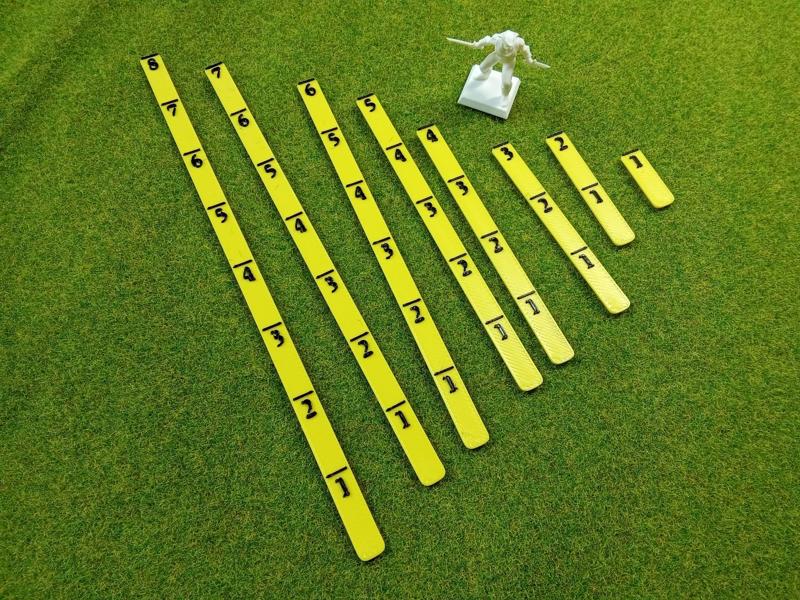 Tabletop Gaming Rulers/Measuring Sticks 1-8 inches