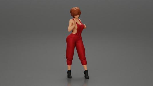 Mechanic girl in overalls repairs and maintains car