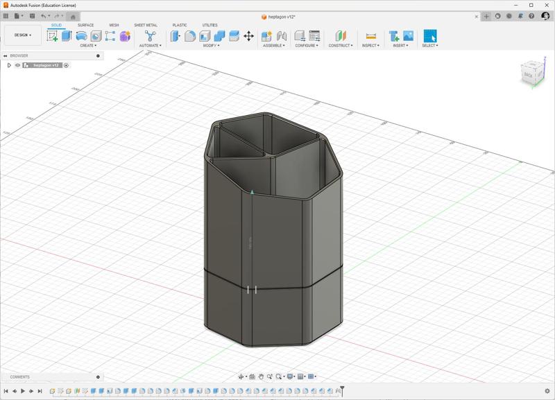 Heptagonal pen holder