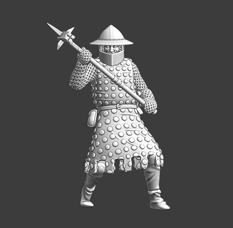 Medieval soldier with warhammer